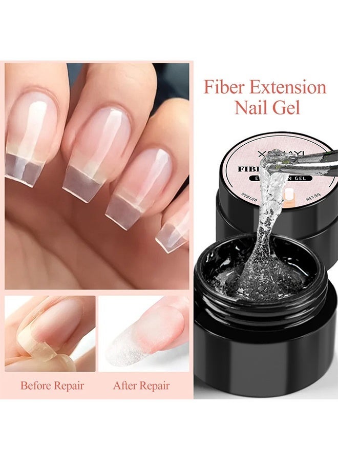 XEIJAYI Fiberglass UV Extension Gel Clear Glass Fiber Nail Repair Gel Polish for Broken Damaged Nails Strengthener Gel Base Coat Transparent Building Glass Extension Gelpolish Soak Off UV LED Curing Requires Salon Home 8g - Image 3